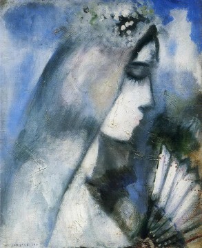 Braut mit einem Fan Zeitgenosse Marc Chagall Ölgemälde